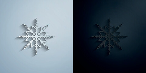 Poster - Snowflake paper icon with shadow vector illustration