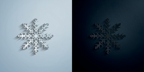 Poster - Snowflake paper icon with shadow vector illustration