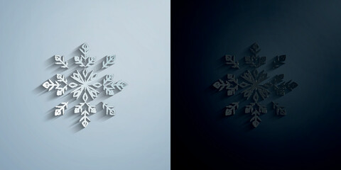 Poster - Snowflake paper icon with shadow vector illustration