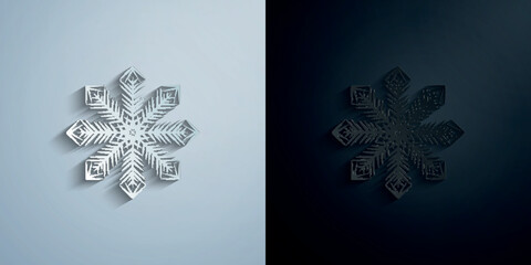 Wall Mural - Snowflake paper icon with shadow vector illustration