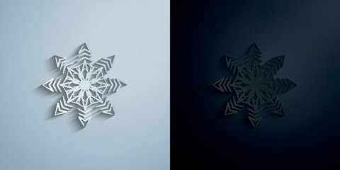 Canvas Print - Snowflake paper icon with shadow vector illustration