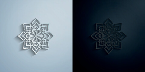 Poster - Snowflake paper icon with shadow vector illustration