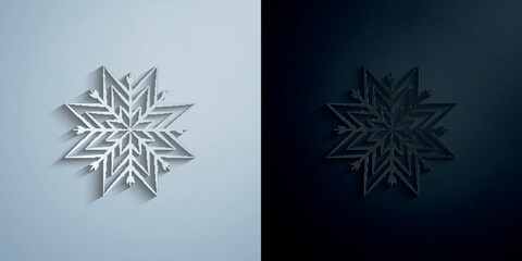 Poster - Snowflake paper icon with shadow vector illustration