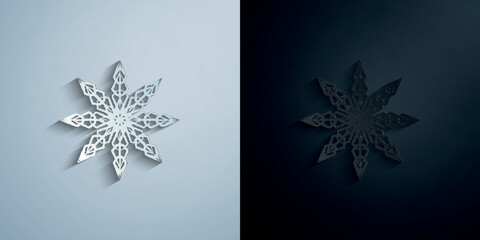Poster - Snowflake paper icon with shadow vector illustration