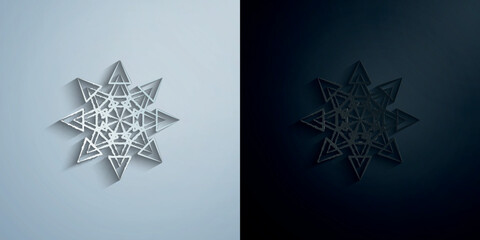 Poster - Snowflake paper icon with shadow vector illustration