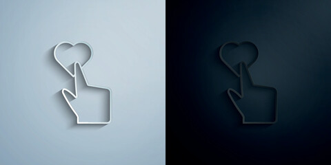 Poster - Touching, heart, add, touch paper icon with shadow vector illustration