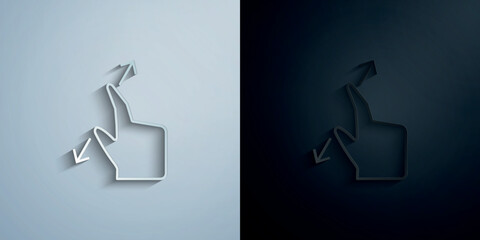 Poster - Zoom, phone, finger, touch paper icon with shadow vector illustration