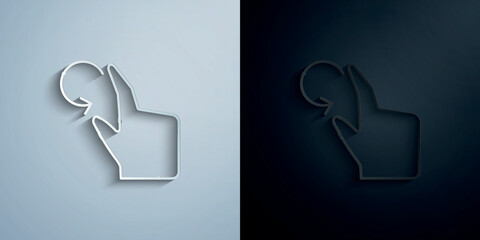 Poster - rotate, finger, touch, hand paper icon with shadow vector illustration