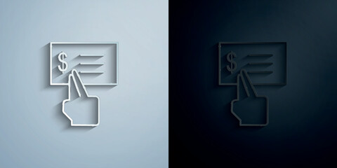 Poster - Dollar, check, finger, touch paper icon with shadow vector illustration