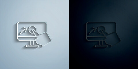 Poster - Computer, touch, finger paper icon with shadow vector illustration
