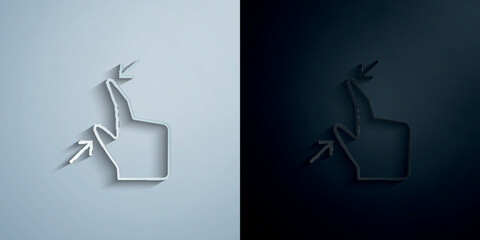 Poster - push to minimize, touch, finger paper icon with shadow vector illustration