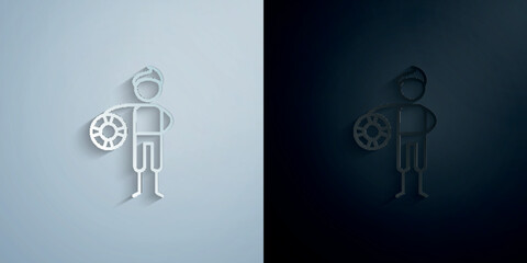 Poster - Lifesaver, adventure paper icon with shadow vector illustration