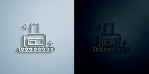 Poster - Conveyor belt, airport paper icon with shadow vector illustration