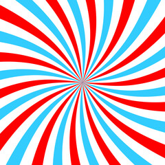 Wall Mural - Pink and blue radial twisted stipes. Vortex effect, spiral lines, pinwheel pattern. Circus, carnival or festival background. Bubble gum, sweet lollipop candy, ice cream texture. Vector illustration