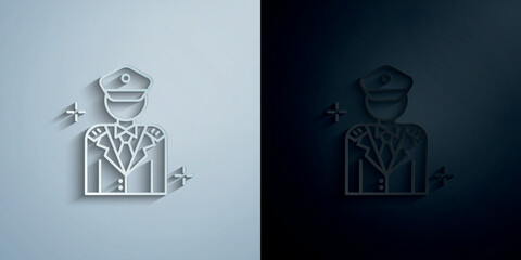 Poster - Captain, airport paper icon with shadow vector illustration