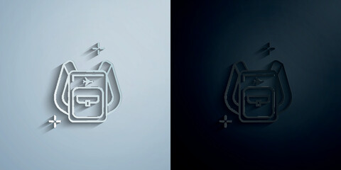 Poster - Backpack, airport paper icon with shadow vector illustration