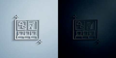 Poster - Chairs, airport paper icon with shadow vector illustration