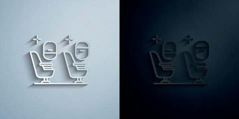 Poster - Business class chair, airport paper icon with shadow vector illustration
