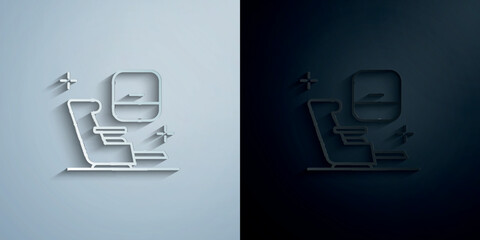 Poster - First class chair, airport paper icon with shadow vector illustration