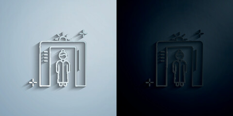Poster - Security, detector, airport paper icon with shadow vector illustration