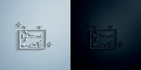 Poster - Lounge, signboard, airport paper icon with shadow vector illustration
