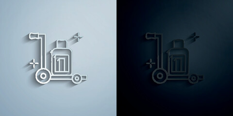Poster - Luggage carrying cart, airport paper icon with shadow vector illustration