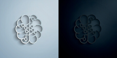 Fototapete - Smart brain artificial intelligence concept line paper icon with shadow vector illustration