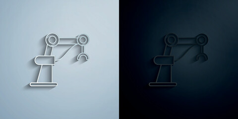 Poster - Industrial robot concept line paper icon with shadow vector illustration