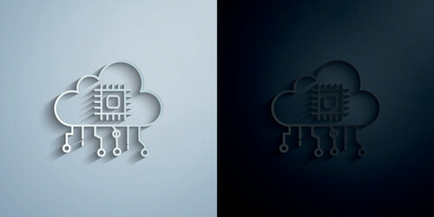 Poster - Artificial cloud concept line paper icon with shadow vector illustration