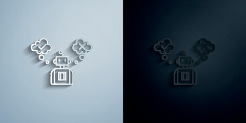 Poster - Artificial decision intelligence concept line paper icon with shadow vector illustration