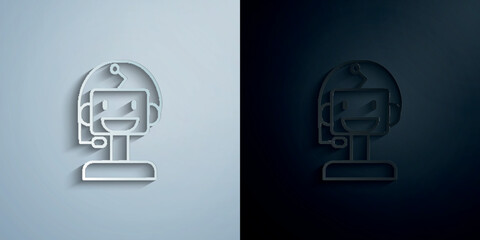 Fototapete - Machine robot smart concept line paper icon with shadow vector illustration