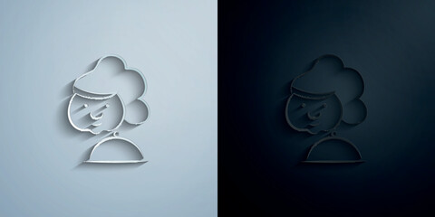 Poster - Cook avatar sketch style paper icon with shadow vector illustration