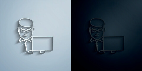 Poster - businessman avatar sketch style paper icon with shadow vector illustration