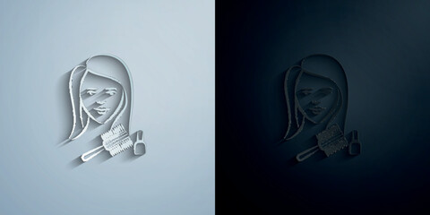 Poster - Hairdresser avatar sketch style paper icon with shadow vector illustration