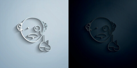 Poster - scientist avatar sketch style paper icon with shadow vector illustration