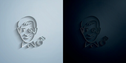 Poster - jeweler avatar sketch style paper icon with shadow vector illustration