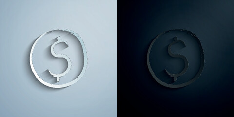 Poster - Dollar sign sketch style paper icon with shadow vector illustration