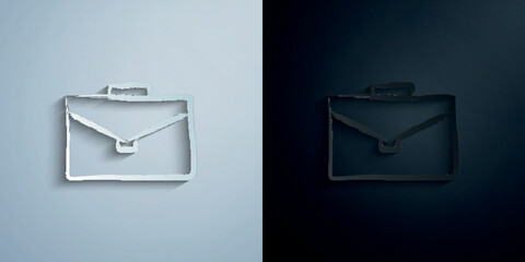 Poster - Briefcase sketch style paper icon with shadow vector illustration