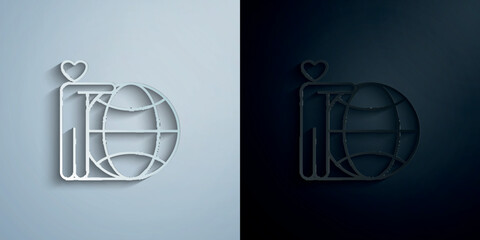 Poster - Care earth paper icon with shadow vector illustration