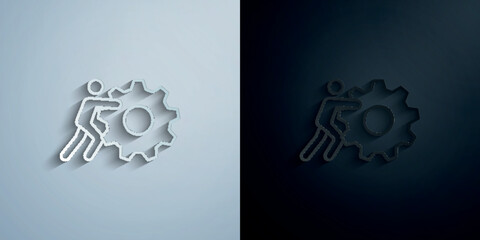 Poster - Machinery, engineering paper icon with shadow vector illustration