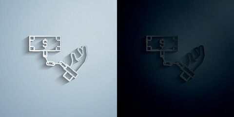 Poster - Bribe, money, hand paper icon with shadow vector illustration