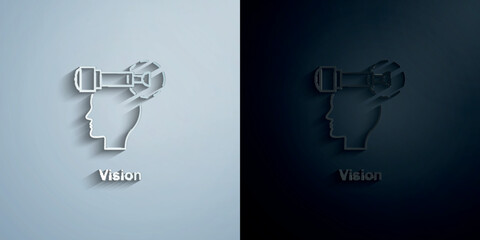 Poster - Visualization, head, think paper icon with shadow vector illustration