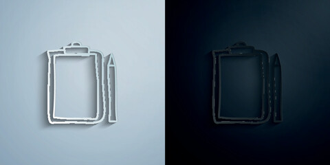 Poster - folder tablet and pencil sketch paper icon with shadow vector illustration