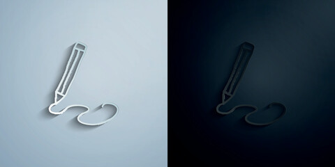 Poster - Pencil and line sketch paper icon with shadow vector illustration