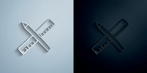 Poster - pencil and ruler sketch paper icon with shadow vector illustration