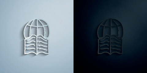 Poster - The globe and the book sketch paper icon with shadow vector illustration