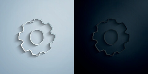 Poster - Gear sketch paper icon with shadow vector illustration