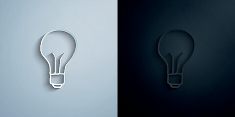 Poster - Bulb sketch paper icon with shadow vector illustration