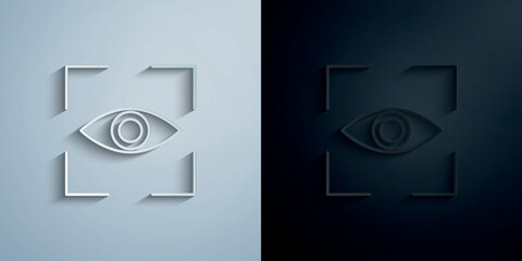 Poster - Eye in focus paper icon with shadow vector illustration