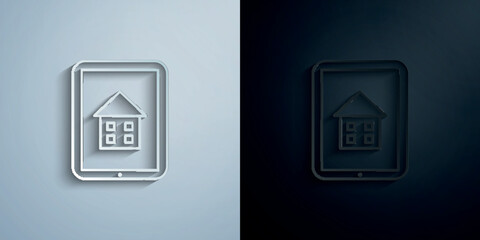 Poster - home schooling, online education paper icon with shadow vector illustration